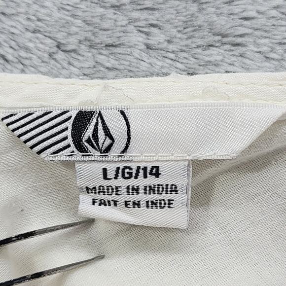 Volcom Dress Womens L Cream Starfish Sleeveless Cotton Gauze V-Back Zip Western - Picture 6 of 13